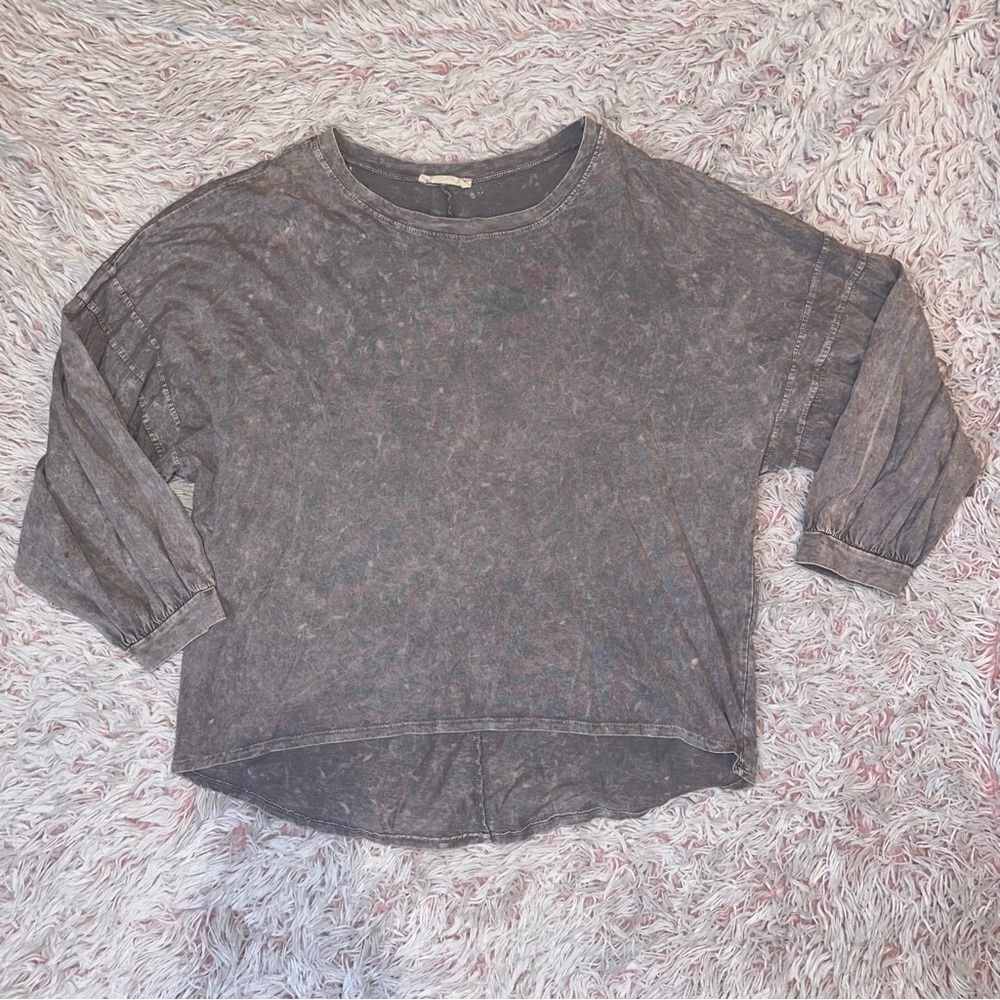 Acid Washed Casual Gray Women's Boutique Top